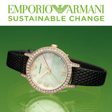  Shop Authentic Emporio Armani Cleo Three-Hand Mother of Pearl Dial Black Leather Strap Watch For Women - AR11485 - Luxxuri