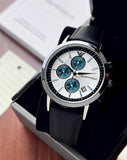  Shop Authentic Emporio Armani Renato Chronograph Silver Dial Black Leather Strap Watch for Men - AR11473 - Luxxuri