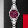 Tudor Style Automatic Burgundy Red Dial Silver Steel Strap Watch for Men - M12710-0015