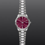  Shop Authentic Tudor Style Automatic Burgundy Red Dial Silver Steel Strap Watch for Men - M12710-0015 - Luxxuri