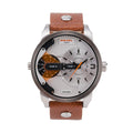  Shop Authentic Diesel Mini Daddy Silver Dial Brown Leather Strap Watch For Men - DZ7309 - Luxxuri