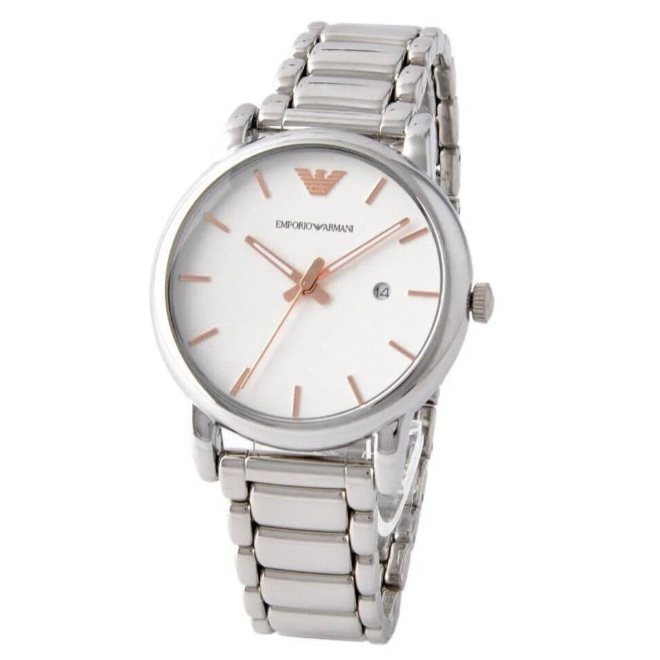  Shop Authentic Emporio Armani Quartz White Dial Silver Steel Strap Watch For Men - AR90000 - Luxxuri