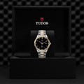 Tudor Style Automatic Diamonds Black Dial Two Tone Steel Strap Watch for Men - M12713-00011