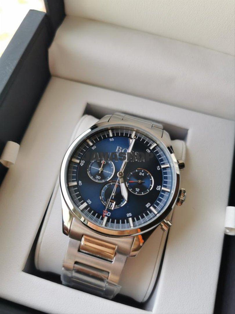 Hugo Boss Pioneer Blue Dial Silver Steel Strap Watch for Men - 1513867