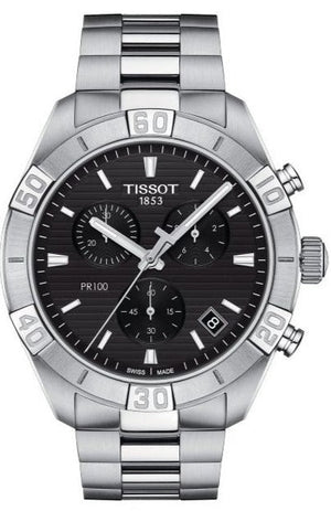  Shop Authentic Tissot T Classic PR 100 Sport Chronograph Black Dial Silver Steel Strap Watch for Men - T101.617.11.051.00 - Luxxuri