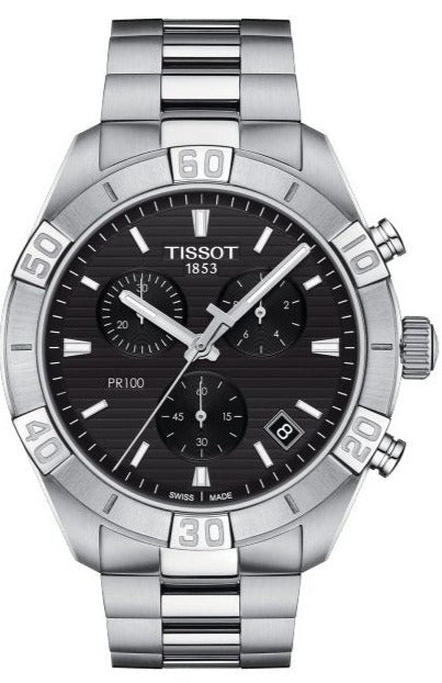  Shop Authentic Tissot T Classic PR 100 Sport Chronograph Black Dial Silver Steel Strap Watch for Men - T101.617.11.051.00 - Luxxuri