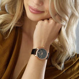 Shop Authentic Swarovski Crystalline Hours Black Dial Black Leather Strap Watch for Women - 5295377 - Luxxuri