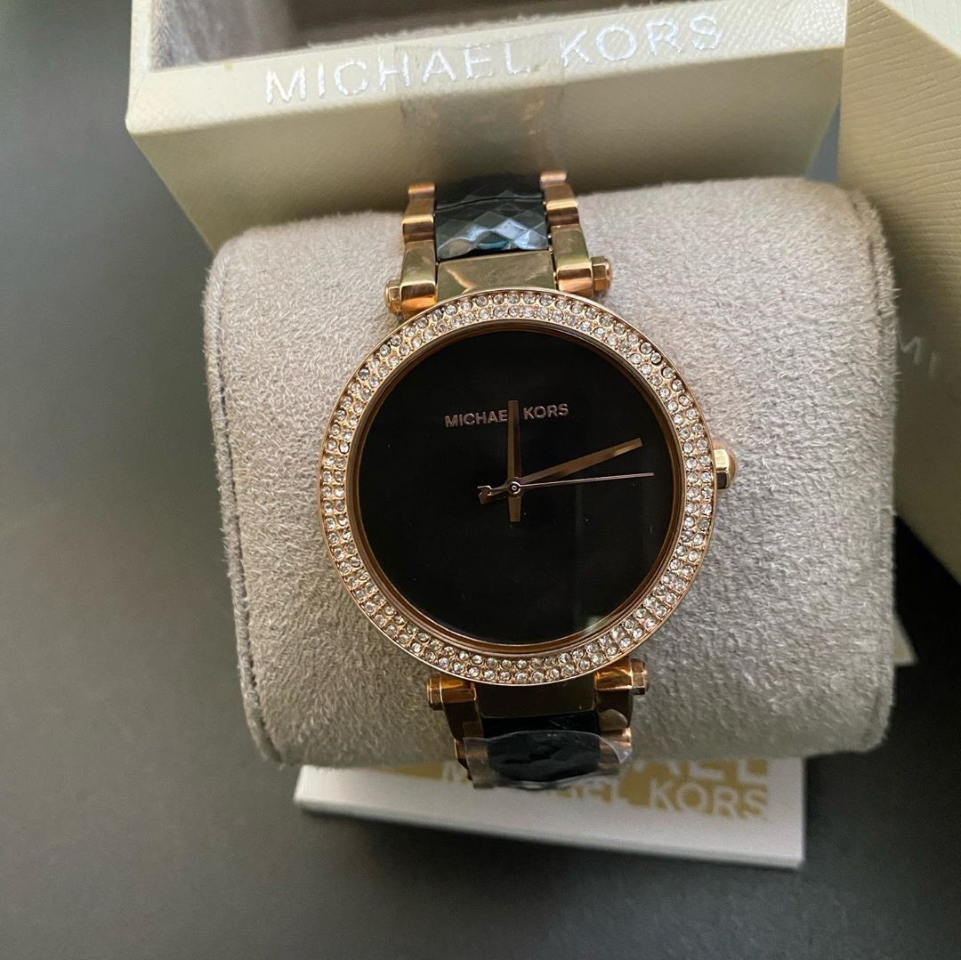  Shop Authentic Michael Kors Parker Mother of Pearl Black Dial Two Tone Steel Strap Watch for Women - MK6414 - Luxxuri