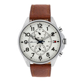  Shop Authentic Tommy Hilfiger Dean Quartz Multifunction White Dial Brown Leather Strap Watch for Men - 1791274 - Luxxuri