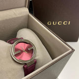  Shop Authentic Gucci Interlocking G Quartz Pink Dial Pink Leather Strap Watch For Women - YA133321 - Luxxuri