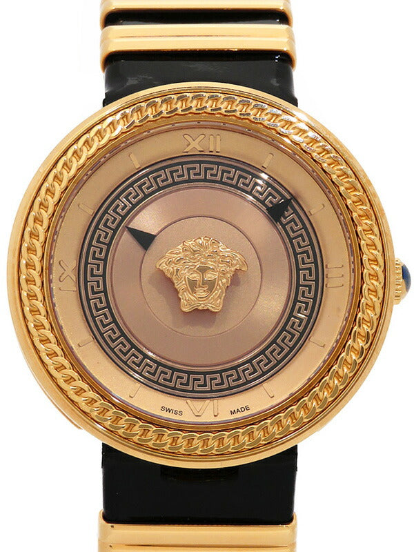  Shop Authentic Versace V Metal Icon Gold Dial Black & Gold Strap Watch for Women - VLC030014 - Luxxuri