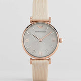  Shop Authentic Emporio Armani Gianni T Bar Gunmetal Dial Beige Leather Strap Watch For Women - AR1681 - Luxxuri