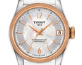 Tissot T-Classic Powermatic 80 Mother of Pearl Silver Dial White Leather Strap Watch For Women - T108.208.26.117.00