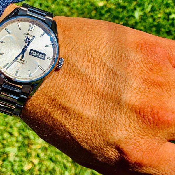  Shop Authentic Tag Heuer Carrera Calibre 5 Automatic White Dial Silver Steel Strap Watch for Men - WAR201B.BA0723 - Luxxuri