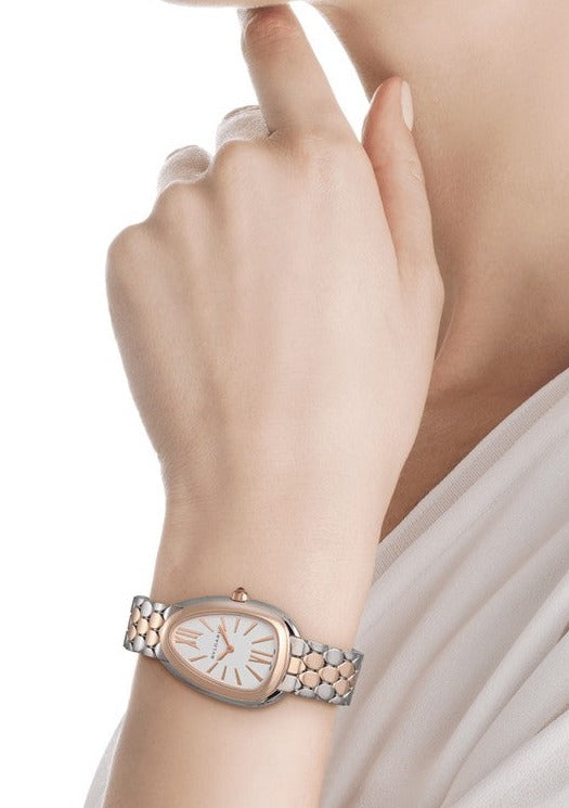  Shop Authentic Bvlgari Serpenti Seduttori White Dial Two Tone Steel Strap Watch for Women - SERPENTI103277 - Luxxuri