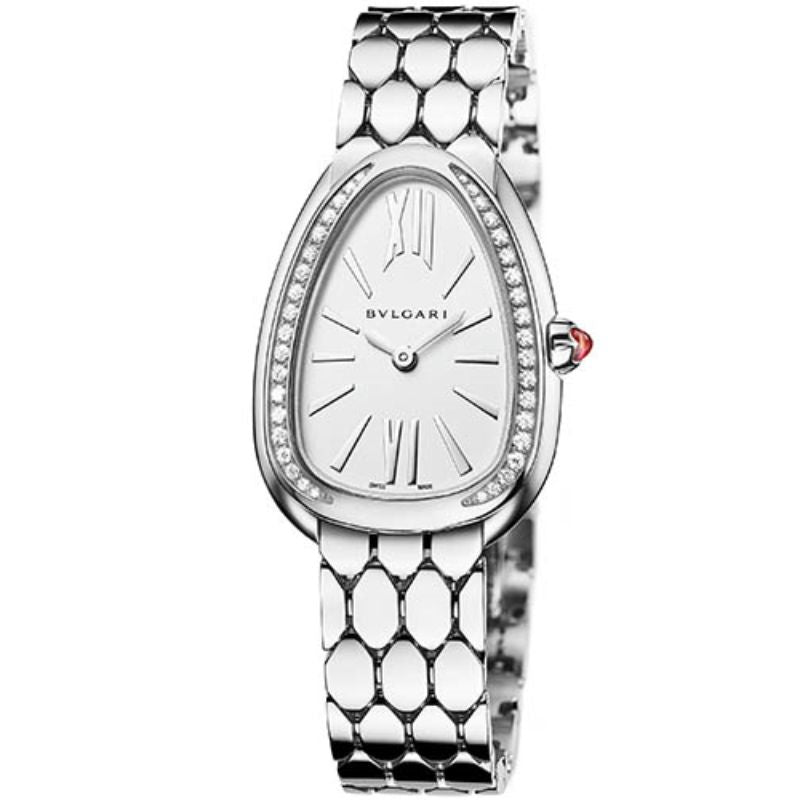  Shop Authentic Bvlgari Serpenti Seduttori Diamonds Silver Dial Silver Steel Strap Watch for Women - SERPENTI103361 - Luxxuri