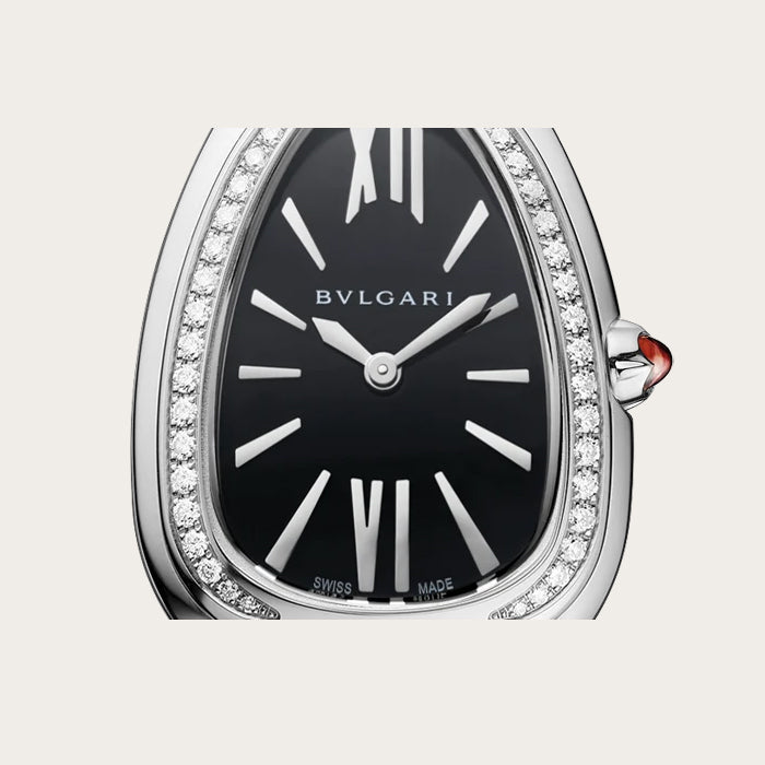  Shop Authentic Bvlgari Serpenti Seduttori Diamonds Black Dial Silver Steel Strap Watch for Women - SERPENTI103449 - Luxxuri