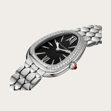  Shop Authentic Bvlgari Serpenti Seduttori Diamonds Black Dial Silver Steel Strap Watch for Women - SERPENTI103449 - Luxxuri