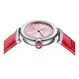  Shop Authentic Bvlgari Lvcea Intarsio Diamonds Mother of Pearl Pink Dial Red Leather Strap Watch for Women - LVCEA103619 - Luxxuri
