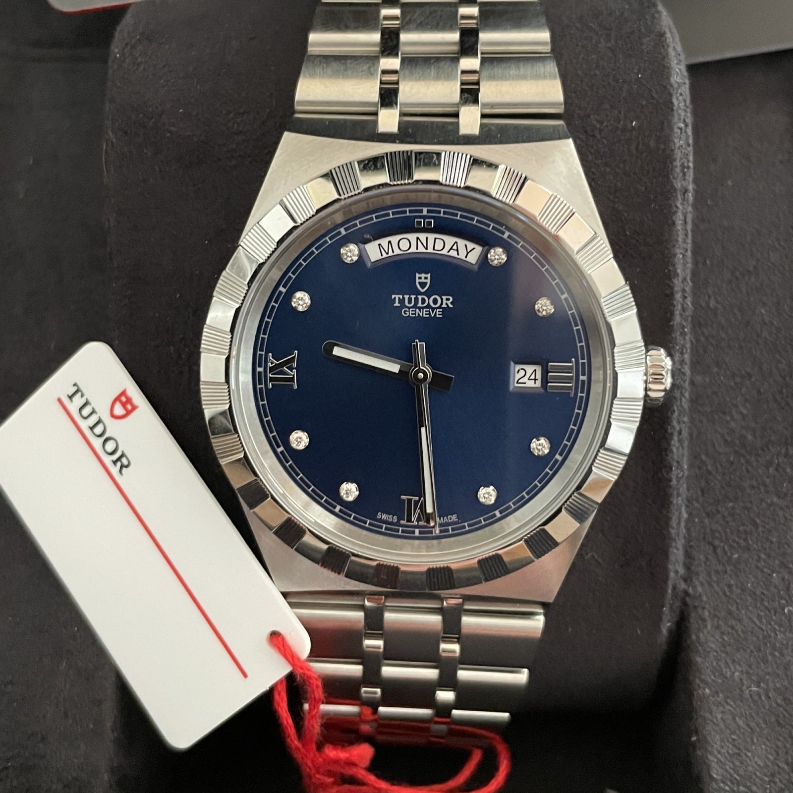  Shop Authentic Tudor Royal Automatic Diamonds Blue Dial Silver Steel Strap Watch for Men - M28600-0006 - Luxxuri
