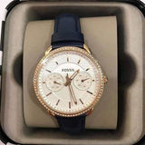  Shop Authentic Fossil Tailor White Dial Blue Leather Strap Watch for Women - ES4394 - Luxxuri
