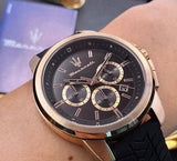  Shop Authentic Maserati Successo 44mm Black Rose Gold Dial Black Rubber Strap Watch For Men - R8871621012 - Luxxuri