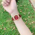 Versace V-Motif Red Dial Red Leather Strap Watch for Women - VERE00418