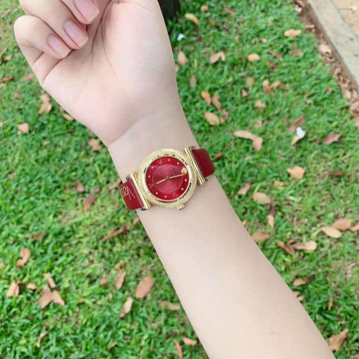  Shop Authentic Versace V-Motif Red Dial Red Leather Strap Watch for Women - VERE00418 - Luxxuri