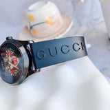  Shop Authentic Gucci G Timeless Cat Motif Black Dial Black Leather Strap Unisex Watch - YA1264021 - Luxxuri
