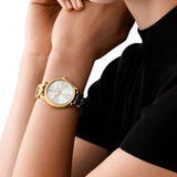  Shop Authentic Michael Kors Runway Three-Hand White Dial Gold Steel Strap Watch for Women - MK7472 - Luxxuri