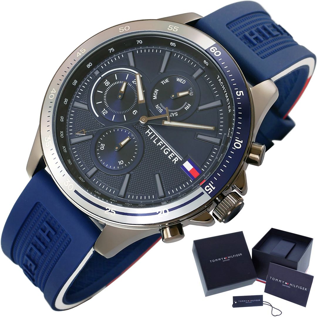  Shop Authentic Tommy Hilfiger Bank Blue Dial Blue Rubber Strap Watch for Men - 1791721 - Luxxuri