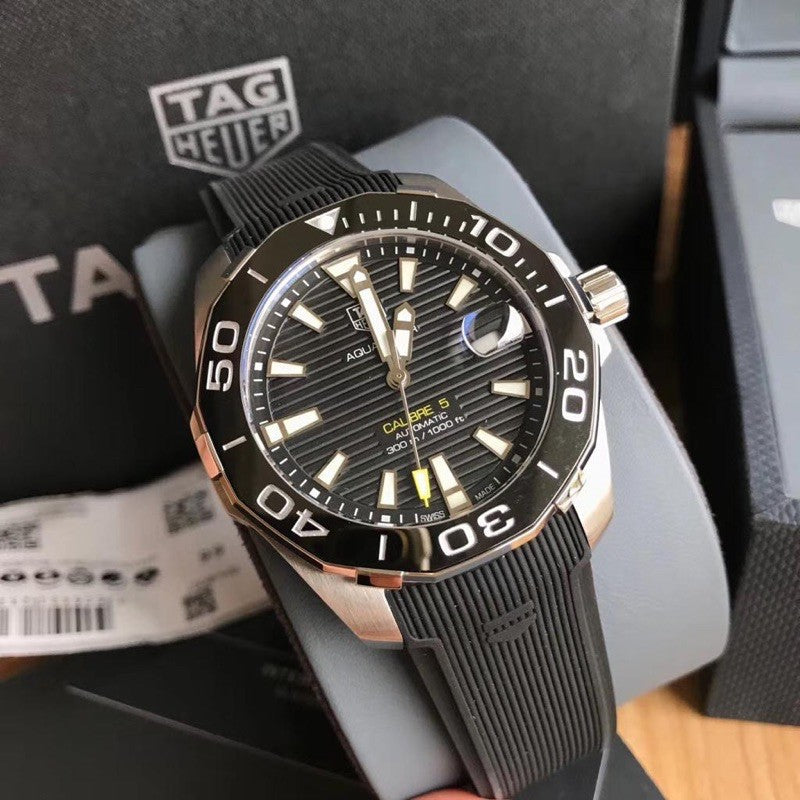  Shop Authentic Tag Heuer Aquaracer Calibre 5 Automatic Black Dial Black Rubber Strap Watch for Men -  WAY211A.FT6151 - Luxxuri