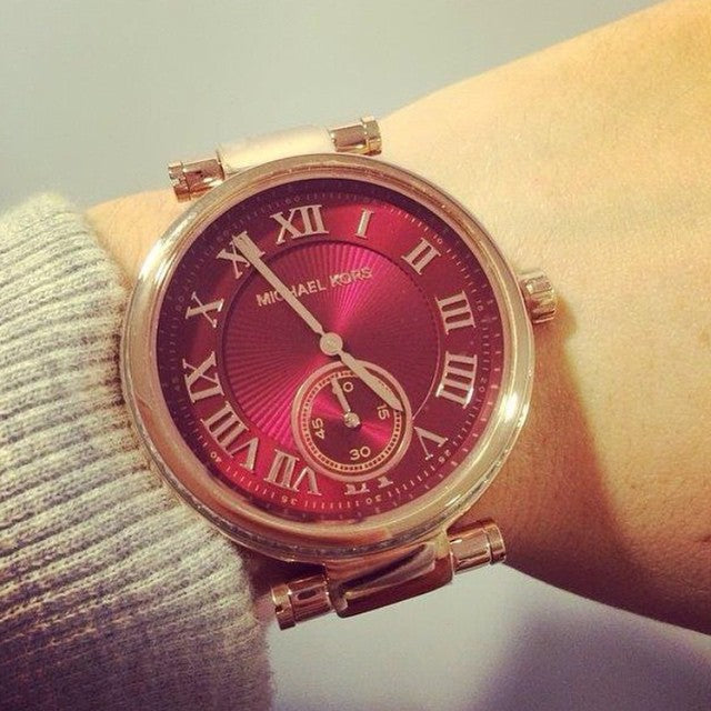  Shop Authentic Michael Kors Skylar Maroon Dial Rose Gold Steel Strap Watch for Women - MK6086 - Luxxuri