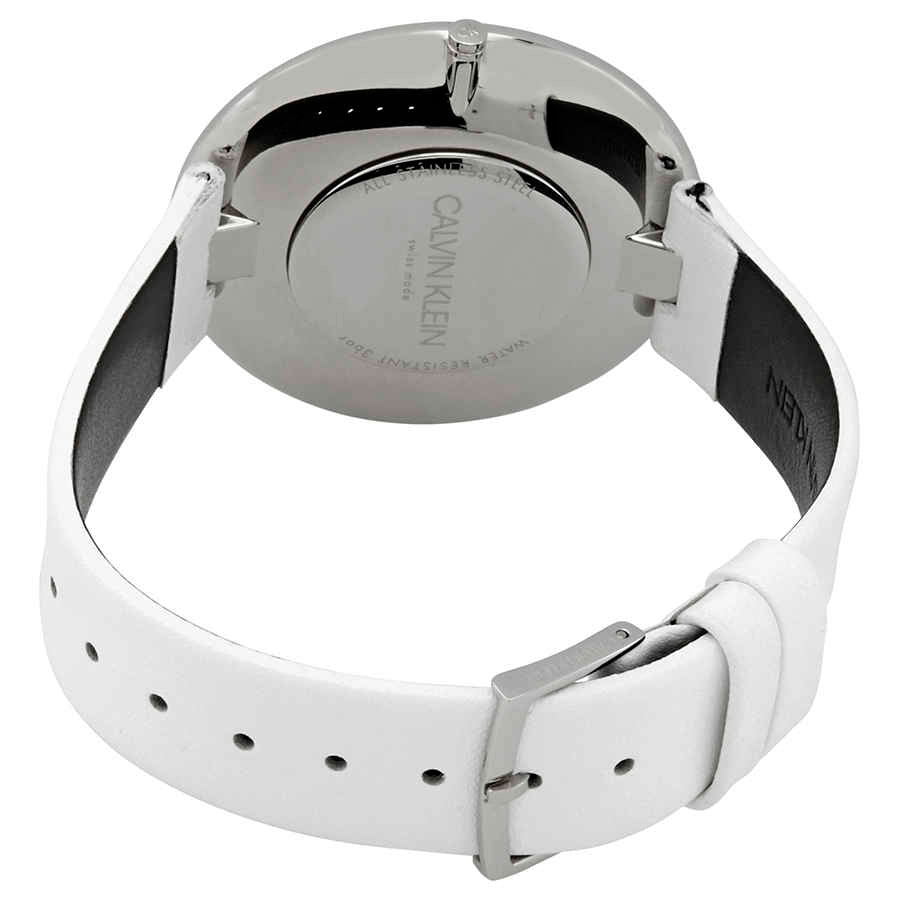  Shop Authentic Calvin Klein Full Moon White Dial White Leather Strap Watch for Women - K8Y231L6 - Luxxuri