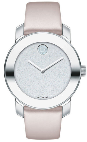  Shop Authentic Movado Bold Glitter Silver Dial Pink Leather Strap Watch For Women - 3600522 - Luxxuri