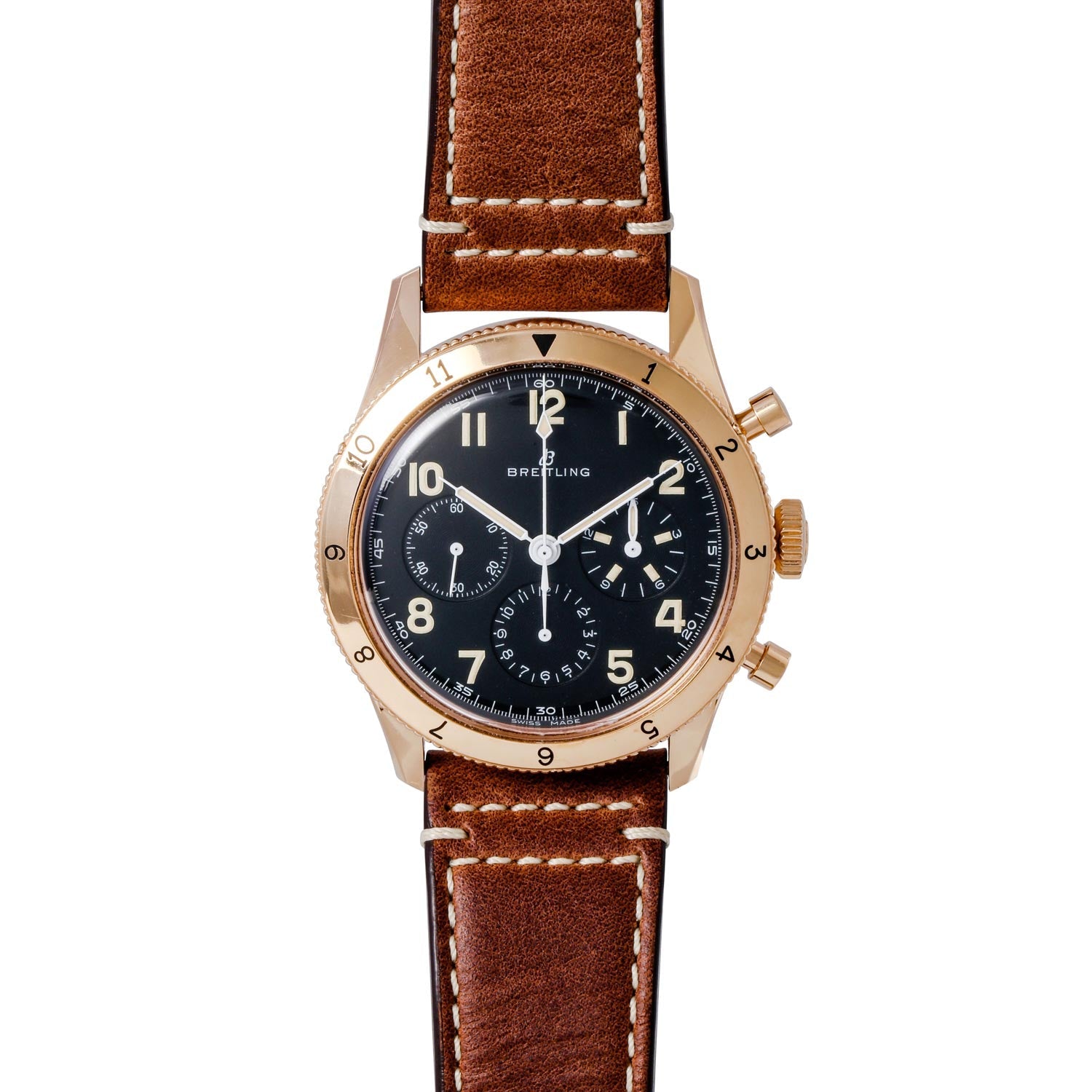  Shop Authentic Breitling Avi 1953 Edition Black Dial Brown Leather Strap Watch for Men - RB0920131B1X1 - Luxxuri