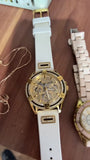  Shop Authentic Guess Queen Quartz Gold Dial White Silicone Strap Watch For Women - GW0536L2 - Luxxuri