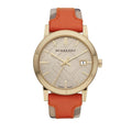  Shop Authentic Burberry The City Gold Dial Orange Leather Strap Watch for Women - BU9016 - Luxxuri