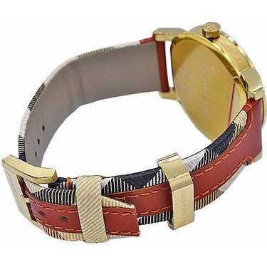  Shop Authentic Burberry The City Gold Dial Orange Leather Strap Watch for Women - BU9016 - Luxxuri