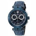  Shop Authentic Versace Aion Chronograph Blue Dial Blue Leather Strap Watch for Men - VBR070017 - Luxxuri