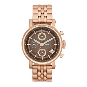  Shop Authentic Fossil Boyfriend Chronograph Brown Dial Rose Gold Steel Strap Watch for Women - ES3494 - Luxxuri