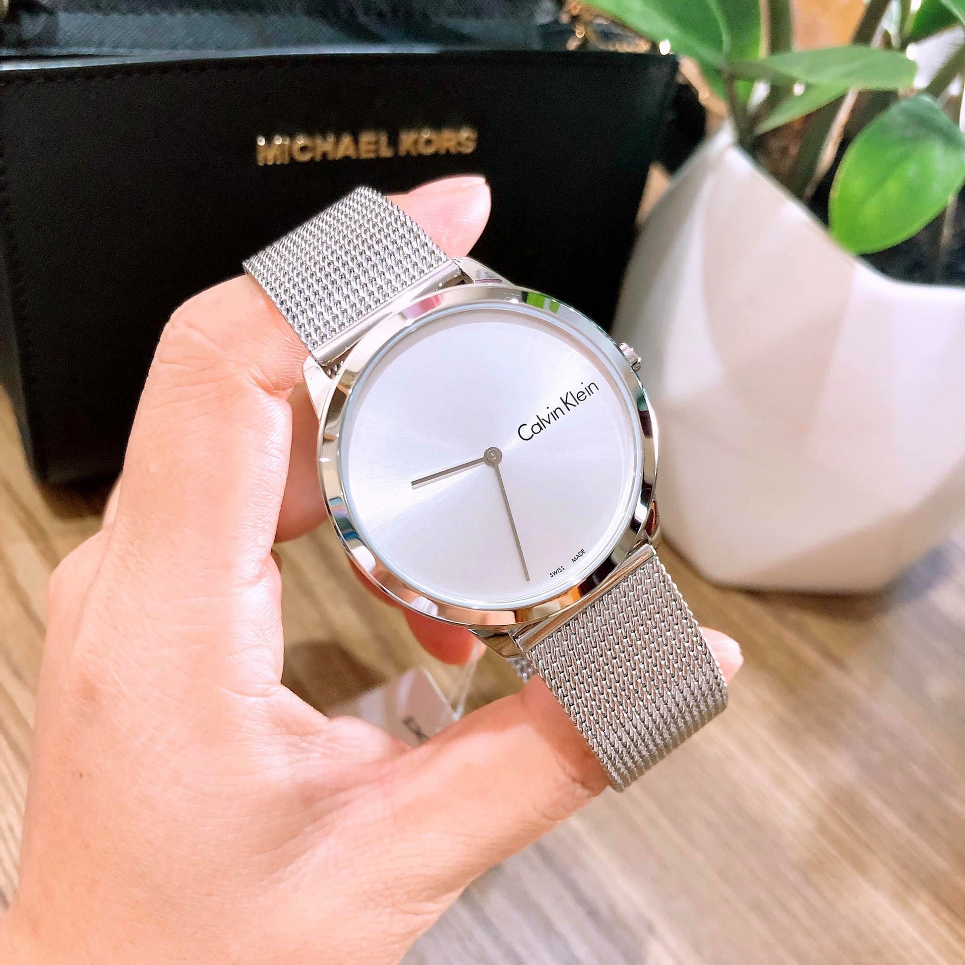  Shop Authentic Calvin Klein Minimal Silver Dial Silver Mesh Bracelet Watch for Men - K3M211Y6 - Luxxuri