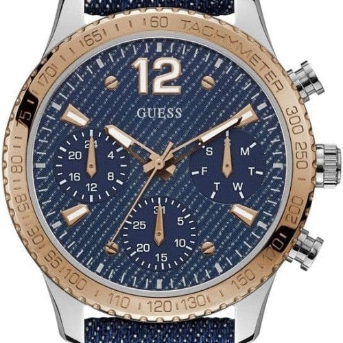 Guess Marina Chronograph Blue Dial Blue Denim Strap Watch For Women - W1057L1