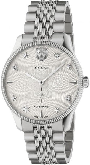  Shop Authentic Gucci G Timeless Automatic Silver Dial Silver Steel Strap Watch for Men - YA126354 - Luxxuri