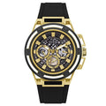  Shop Authentic Guess Matrix Multifunction Gold Dial Black Rubber Strap Watch For Men - GW0423G2 - Luxxuri