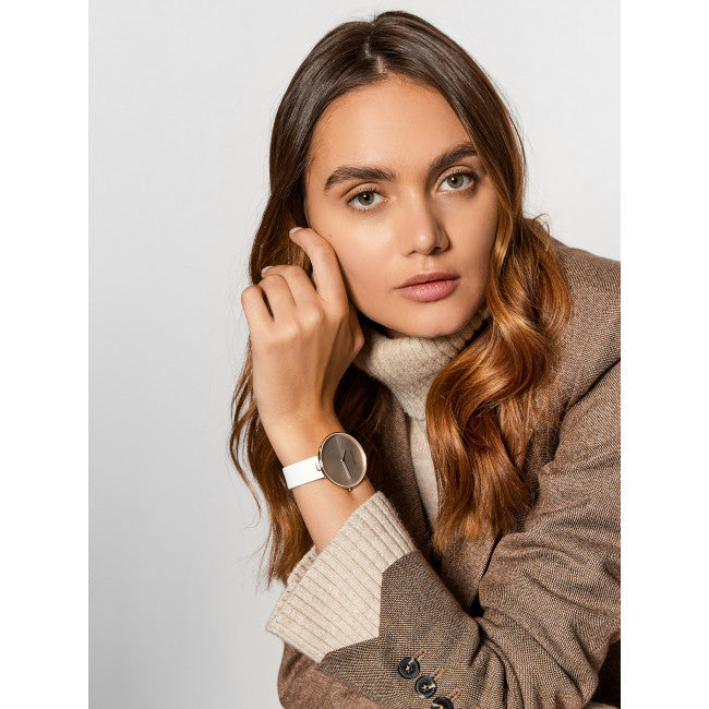  Shop Authentic Calvin Klein Full Moon White Dial White Leather Strap Watch for Women - K8Y236L6 - Luxxuri