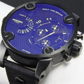 Shop Authentic Diesel Little Daddy Blue Dial Black Leather Strap Watch For Men - DZ7257 - Luxxuri