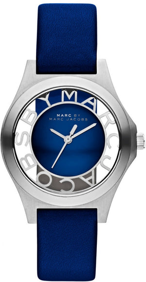  Shop Authentic Marc Jacobs Henry Skeleton Blue Dial Blue Leather Strap Watch for Women - MBM1337 - Luxxuri