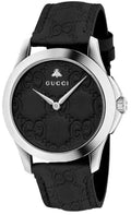  Shop Authentic Gucci G Timeless Quartz Black Dial Black Leather Strap Watch For Men - YA1264031 - Luxxuri