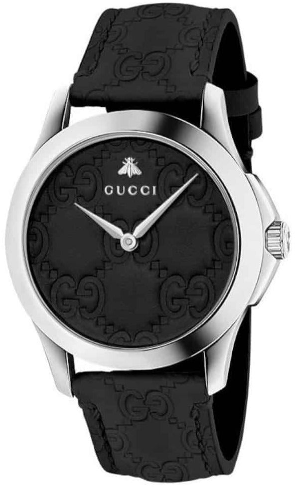  Shop Authentic Gucci G Timeless Quartz Black Dial Black Leather Strap Watch For Men - YA1264031 - Luxxuri
